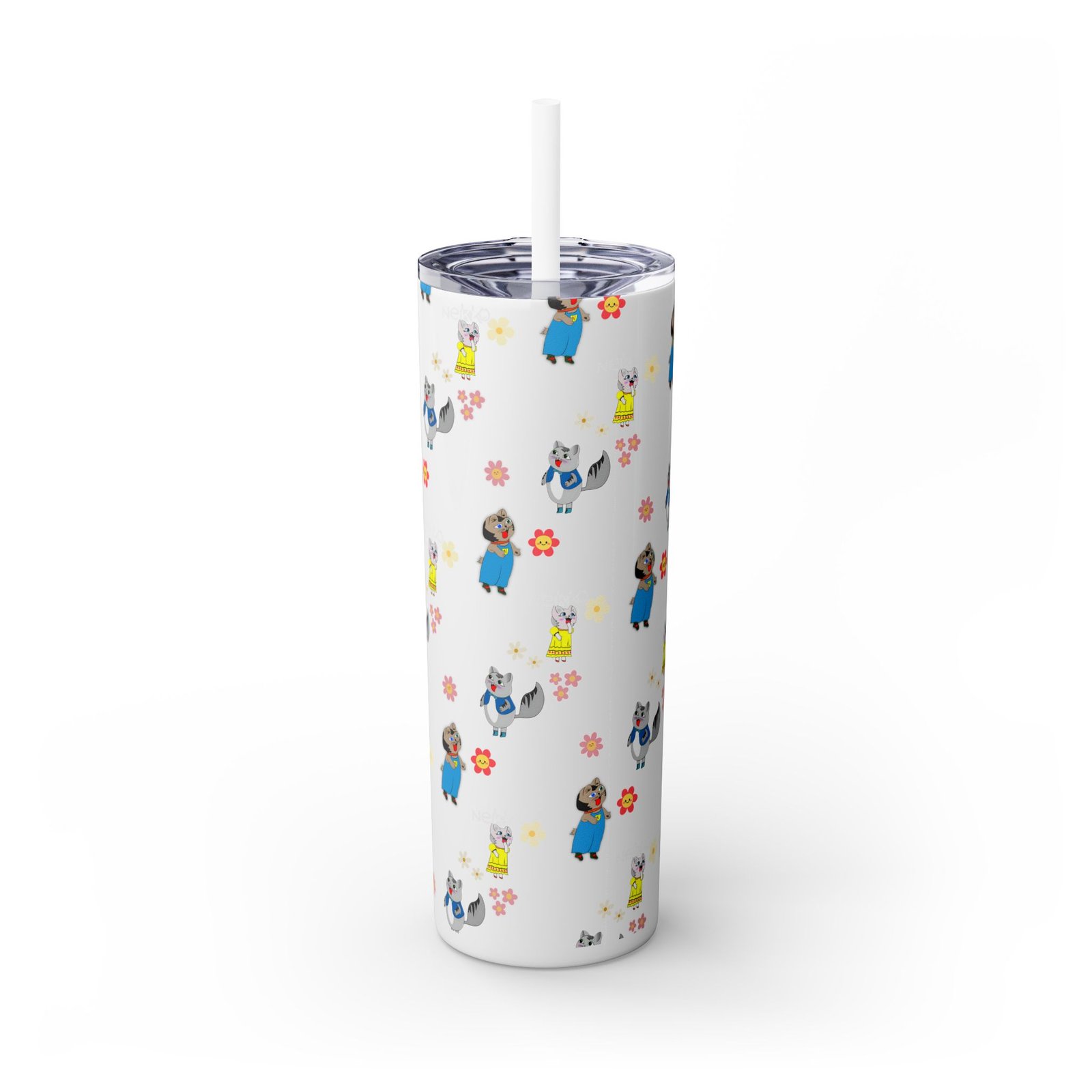 Skinny Tumbler with Straw, 20oz, Water Cup, Nekko School, Back to School With Nekko