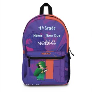Personalized name and grade, Nekko School bag, mochila para la escuela con imágenes del cuento de nekko, nombre personalizado, Nekko Detective