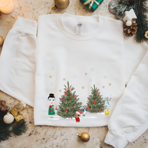 Christmas Adventures Crewneck Sweatshirt - Nekko, Grandma, Missy, Joelito, Snow, Stars, Snowflakes, Holiday Gift, Winter Apparel