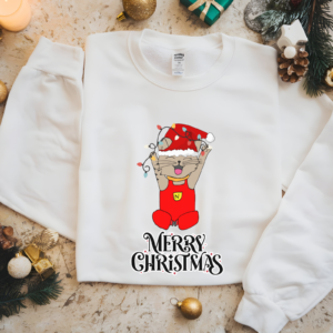 Christmas Nekko Lights Crewneck Sweatshirt - Happy Cat, Festive Holiday Design, Unisex Jumper, Cozy Winter Pullover, Joyful Xmas Apparel