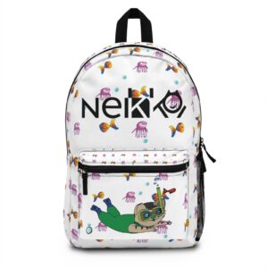 White Fish Bag, Back to School with Nekko, Nekko School bag, mochila para la escuela con imágenes del cuento de nekko, Green color