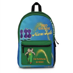 Customized Name, Back to School hit Nekko, Nekko School bag, mochila para la escuela con imágenes del cuento de nekko, nombre personalizado