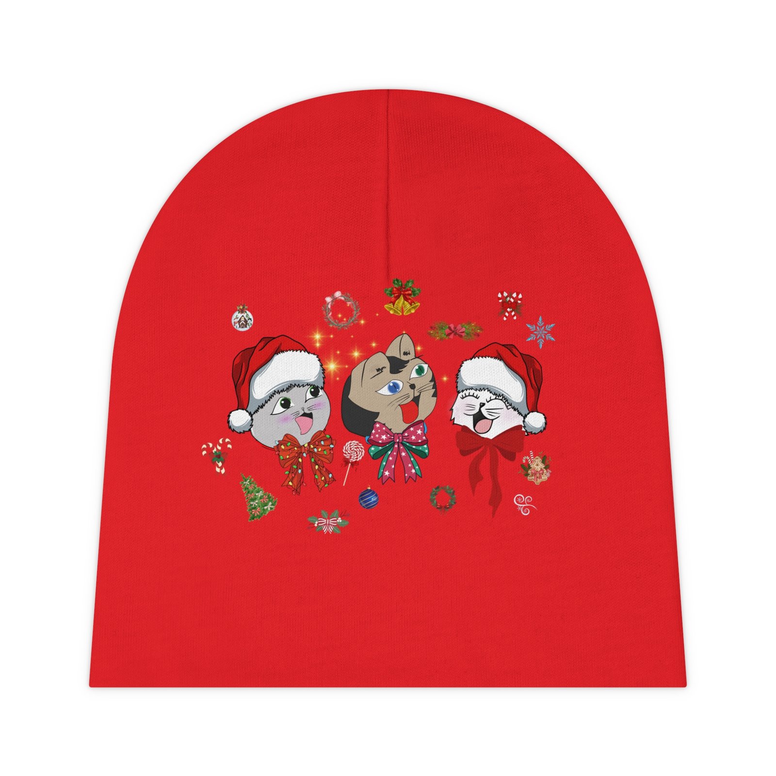 Beanie Hat for Babies with Nekko, Missy, and Joelito Design, Perfect for Christmas – Baby Beanie, Infant Cap, Toddler Hat, Newborn Beanie,