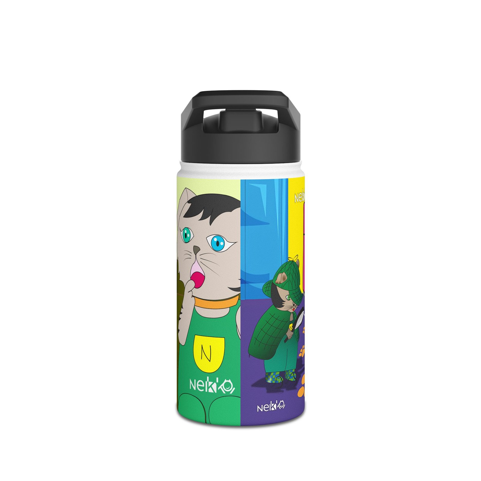 Stainless Steel Water Bottle, Standard Lid, Nekko Collection, LAs Aventuras de NEKKO
