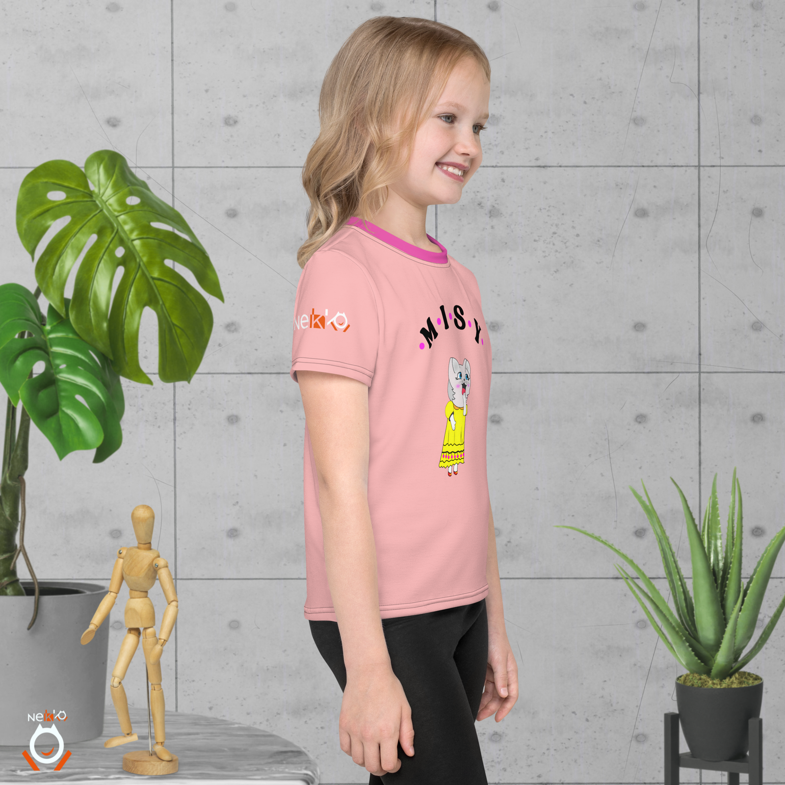 Camiseta Nekko de cuello redondo para niñas, Imagen de Misy,