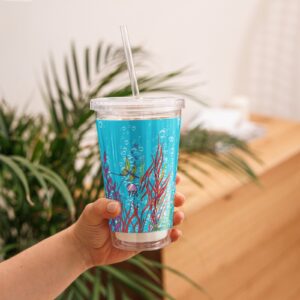 Vaso de plástico transparente NEKKO, Una aventura en el fondo del mar