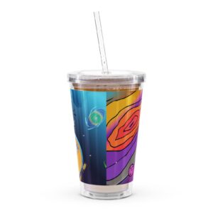 Vaso de plástico transparente NEKKO, Vaso de las aventuras de Nekko y los Jupitianos