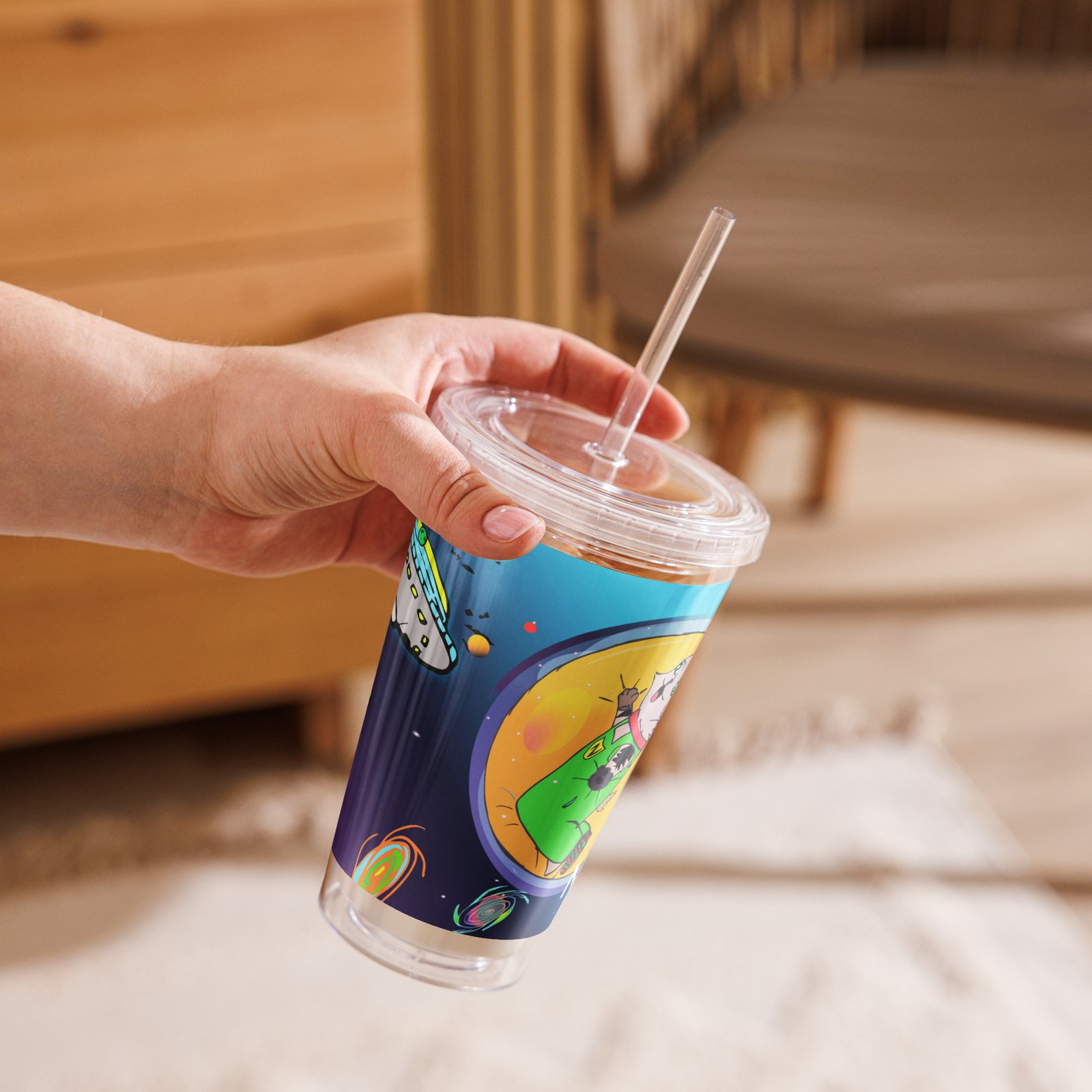 Vaso de plástico transparente NEKKO y los Jupitianos